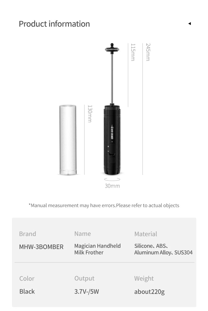 MHW-3BOMBER MAGICIAN HANDHELD MILK FROTHER