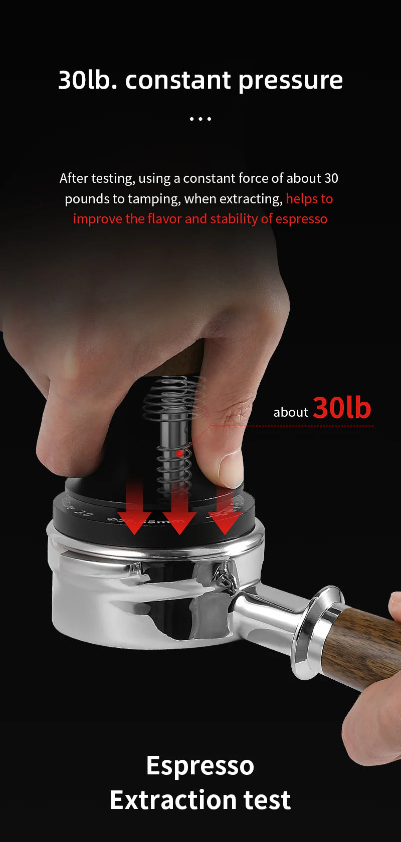 MHW-3BOMBER FLASH TAMPER 30LBS CONSTANT PRESSURE ESPRESSO TAMPER 2.0 SOUND FEEDBACK
