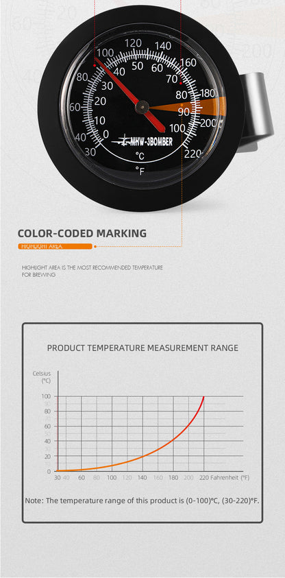 MHW-3BOMBER 0 TO 100℃ DIAL THERMOMETER - BLACK