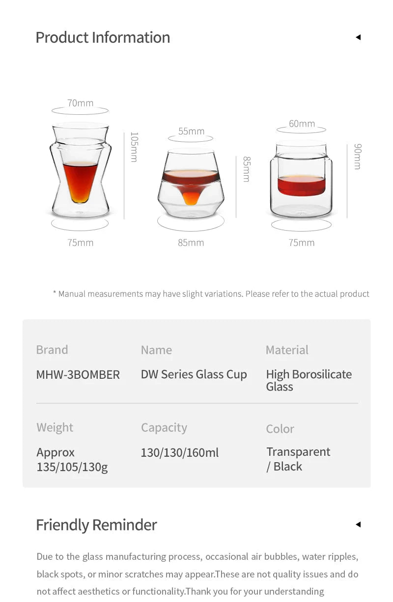 MHW-3BOMBER DW SERIES GLASS CUP TRANSPARENT