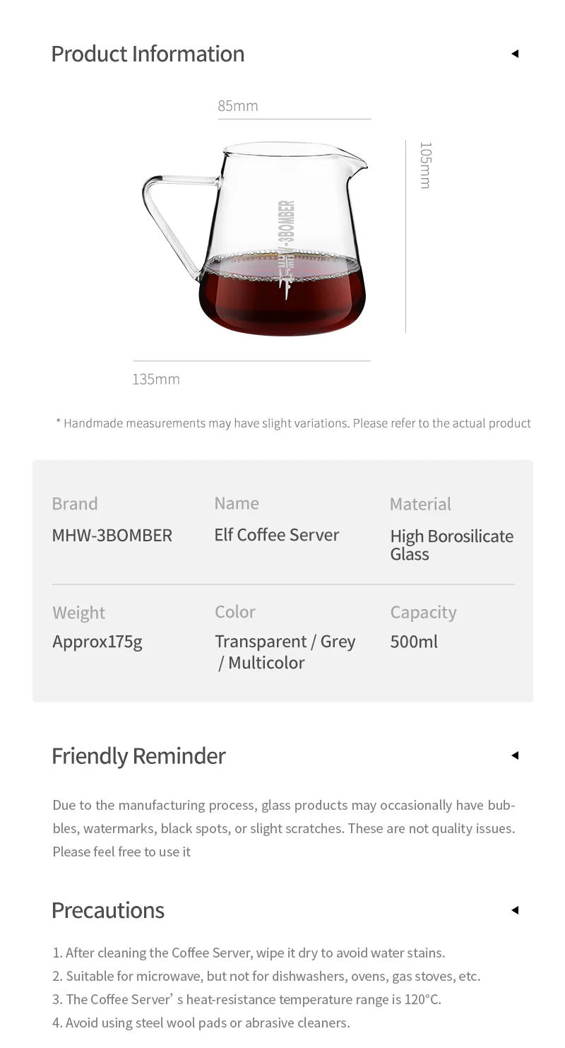 MHW-3BOMBER ELF COFFEE SERVER - TRANSPARENT
