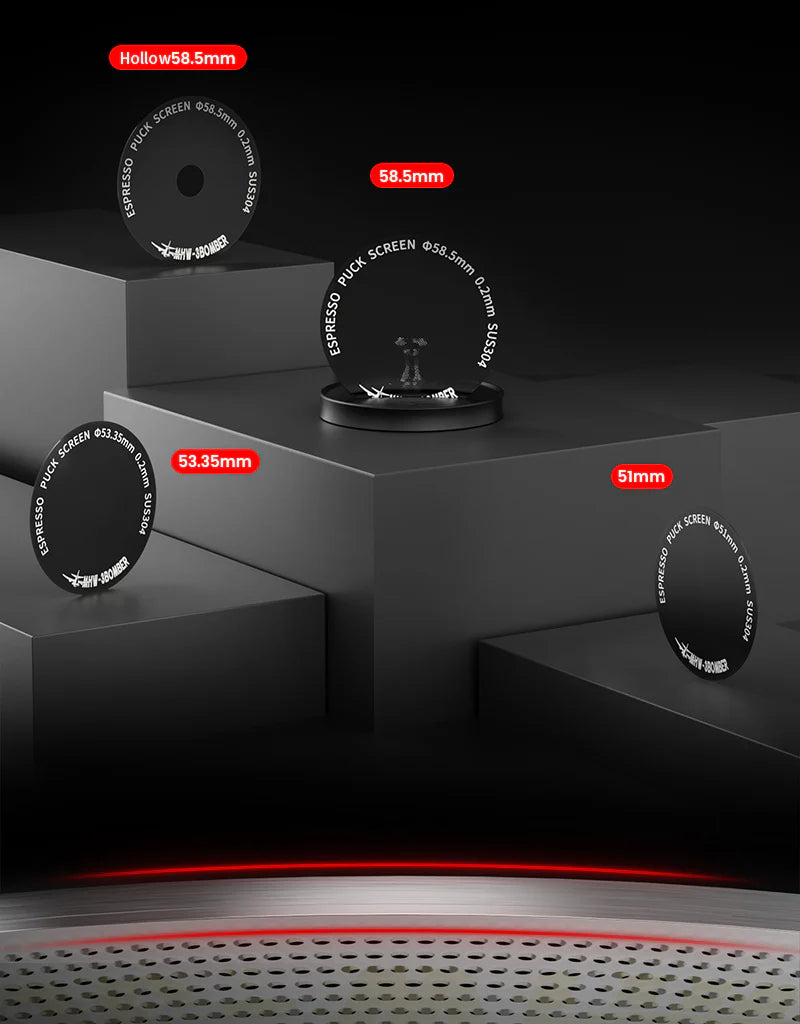 MHW-3BOMBER ESPRESSO PUCK SCREEN TITANIUM PLATED BLACK - 58.5MM