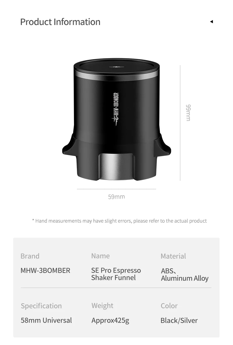 MHW-3BOMBER SE PRO - ESPRESSO SHAKER FUNNEL - UNIVERSAL 58mm